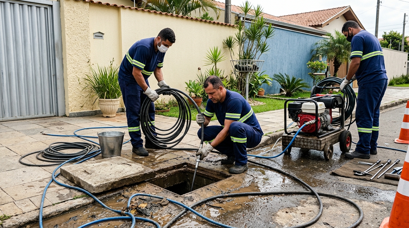 Desentupimento de esgoto residencial em Uberlândia-MG