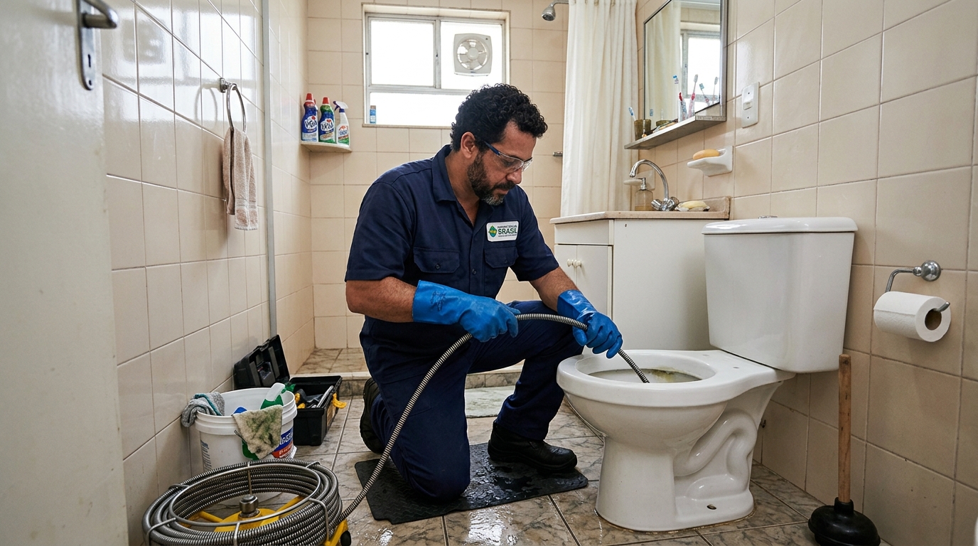 Desentupimento de vaso com equipamento em Uberlândia-MG