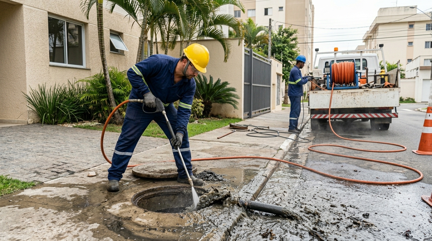 Hidrojateamento com jato de alta pressão em Uberlândia-MG