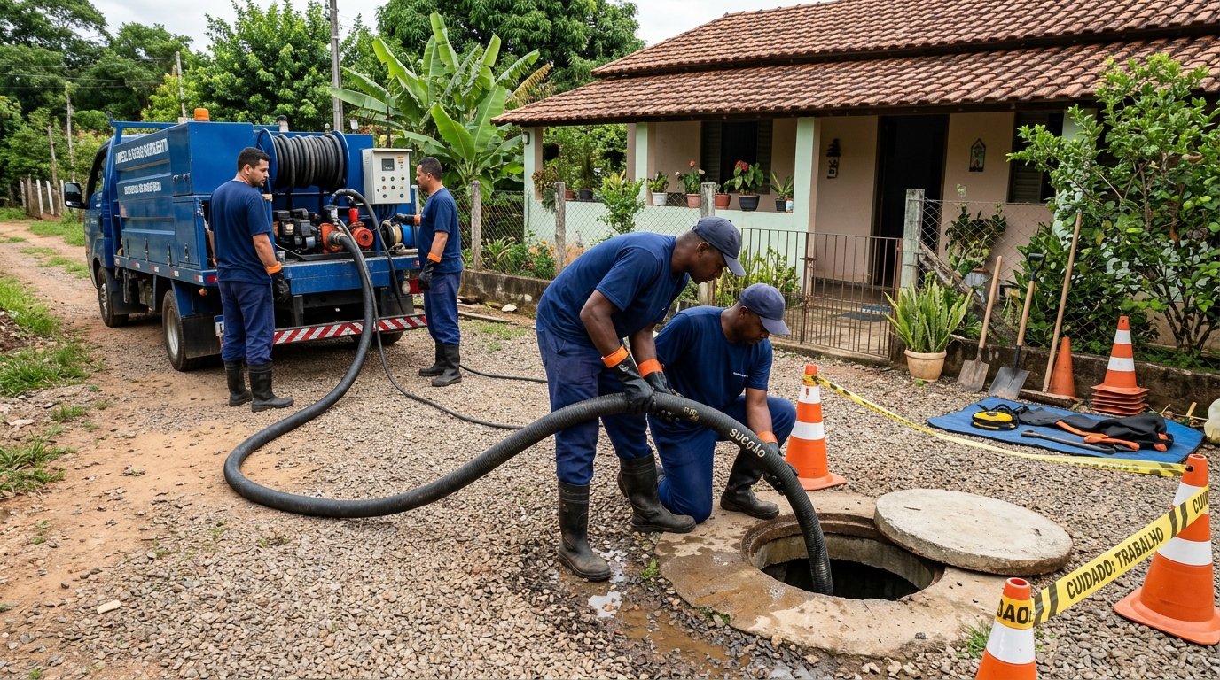 Equipe de desentupimento de fossa em Uberlândia-MG