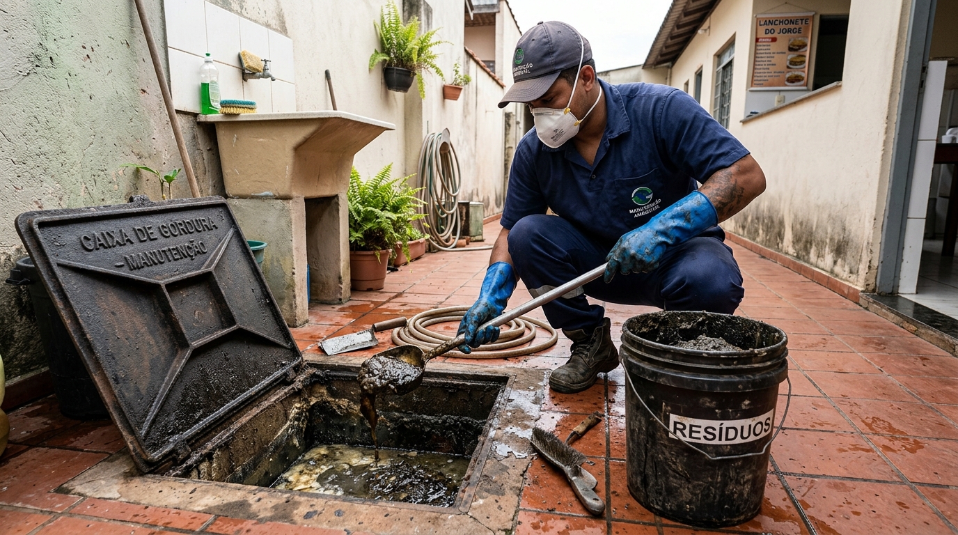 Remoção de lodo de caixa de gordura em Uberlândia-MG